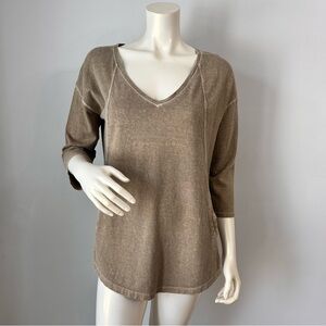 Poetry Taupe Hemp/Cotton 3/4 Sleeve Shirt Top Size 8